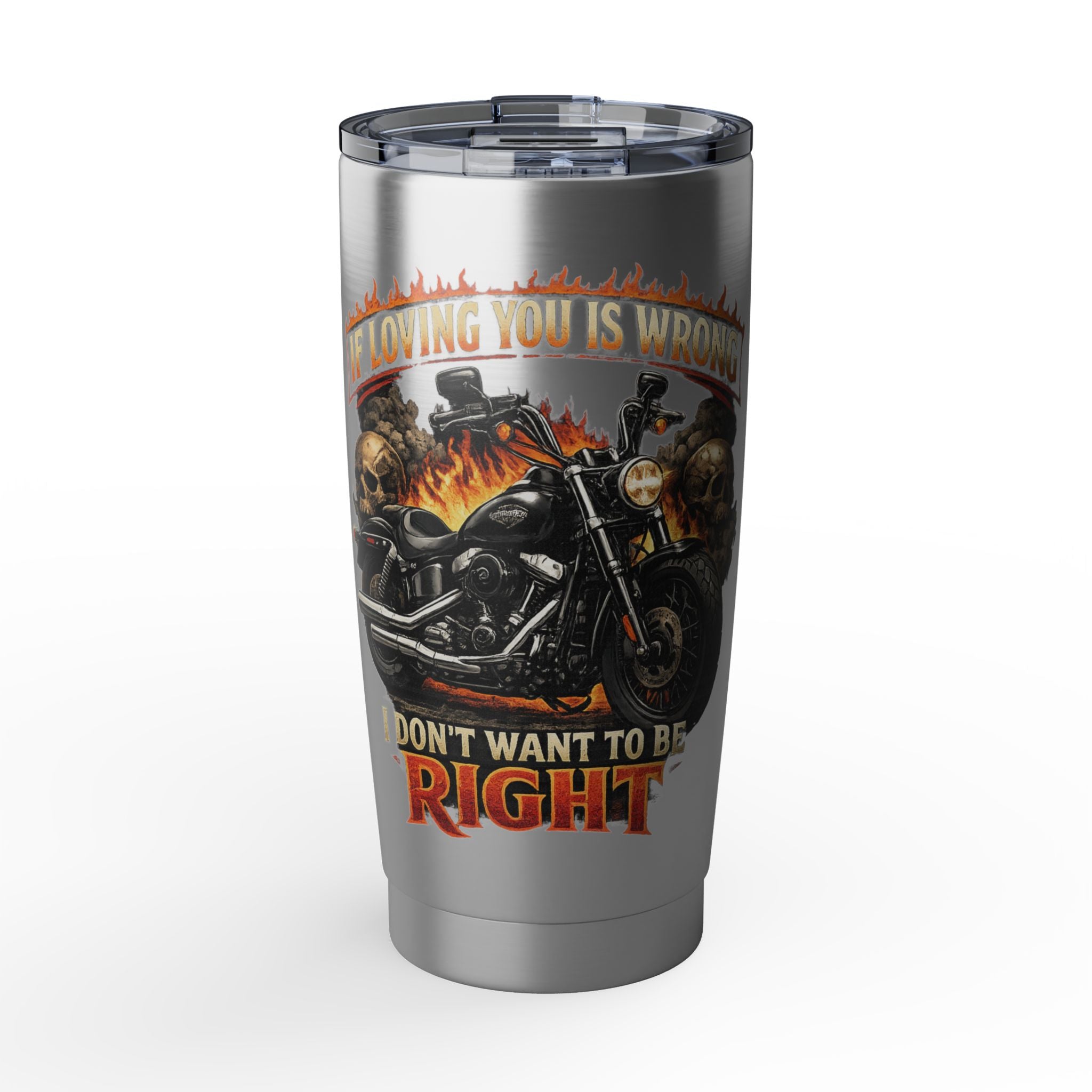 Motorcycle flaming Tumbler | 20oz stainless steel travel cup