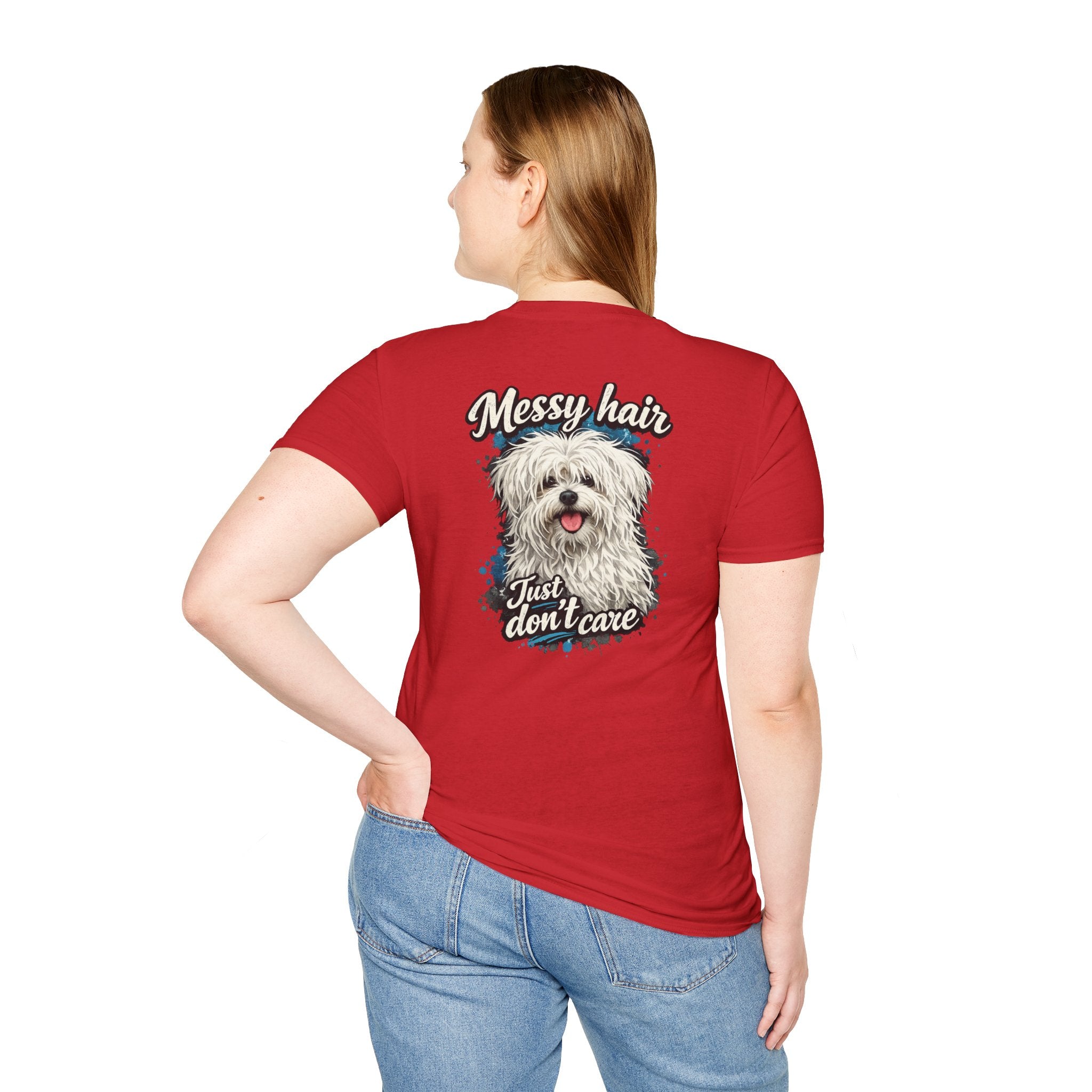 Maltese Messy Hair Just Dont Care Shaggy Dog T-Shirt | Cute Dog Graphic Tee
