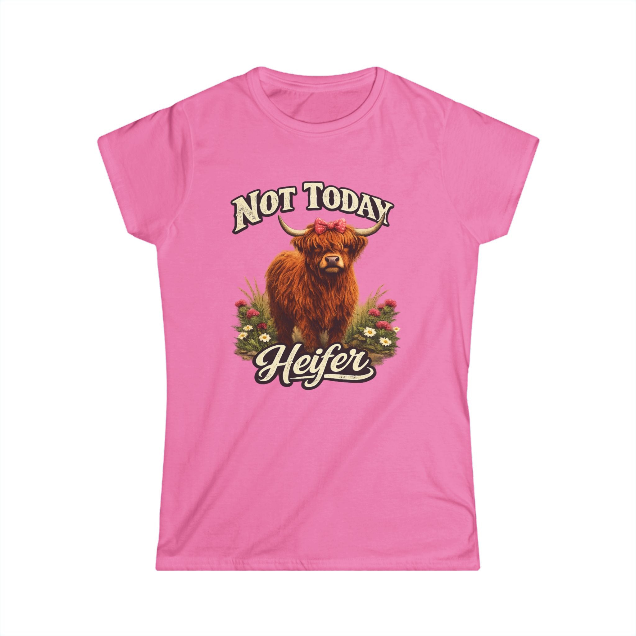 Not Today Heifer Highland Cow Tee | Funny Cow Illustration