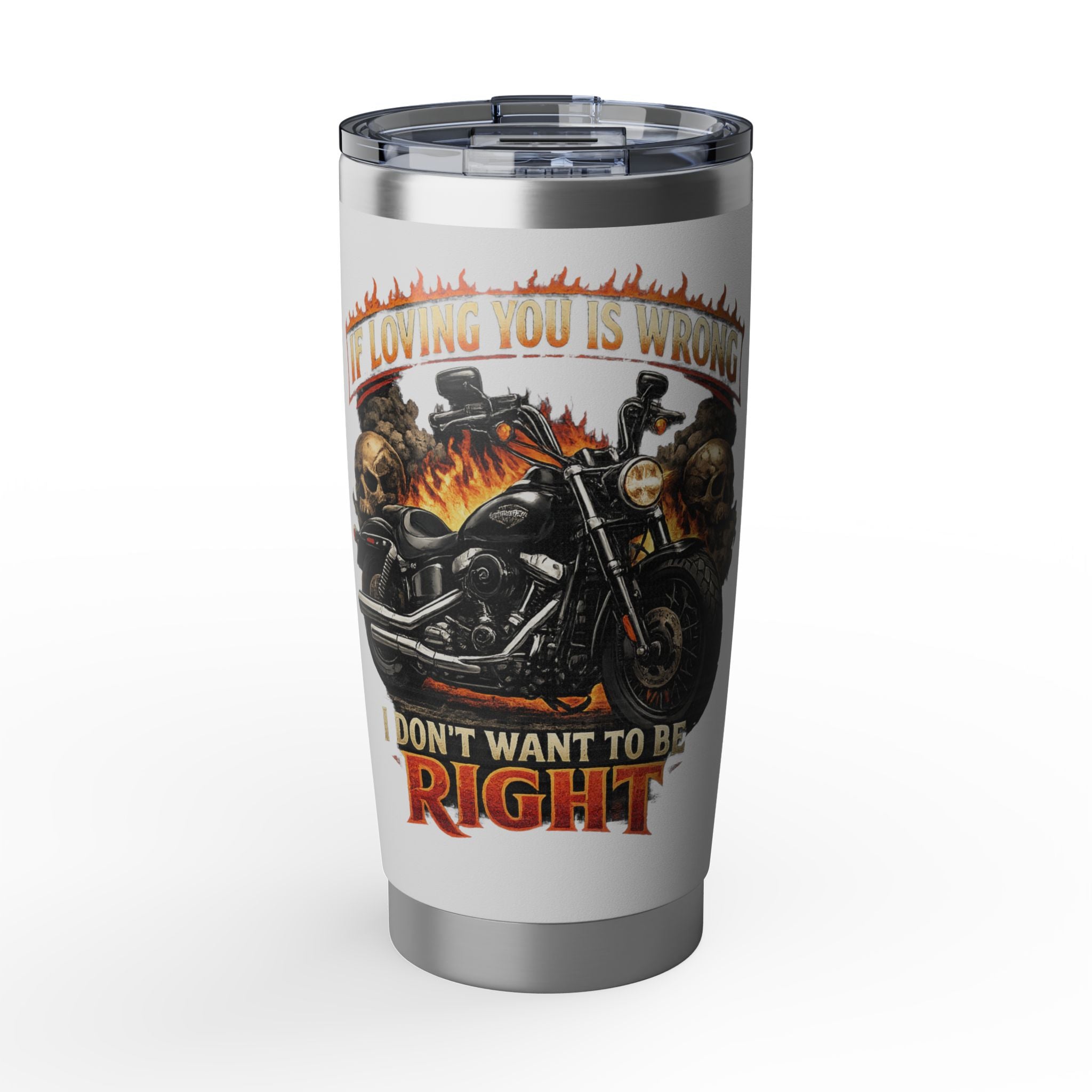 Motorcycle flaming Tumbler | 20oz stainless steel travel cup