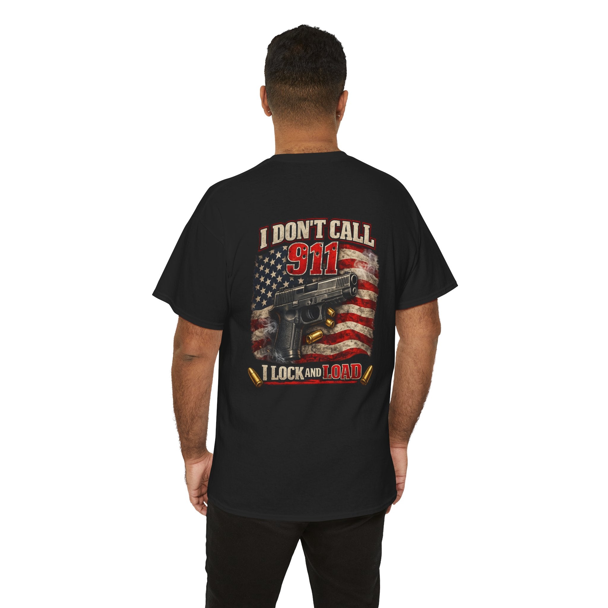 I Dont Call 911 Glock and Loaded T-Shirt American Flag