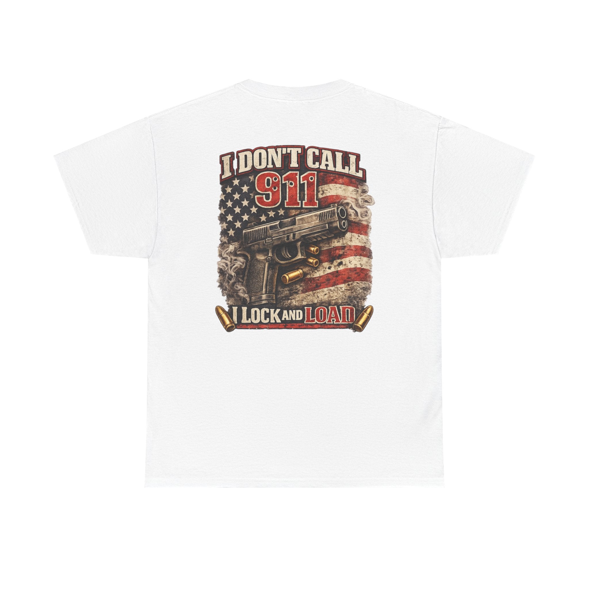 Vintage I Dont Call 911 Lock and Load Tee | American Flag, Rifle Graphic