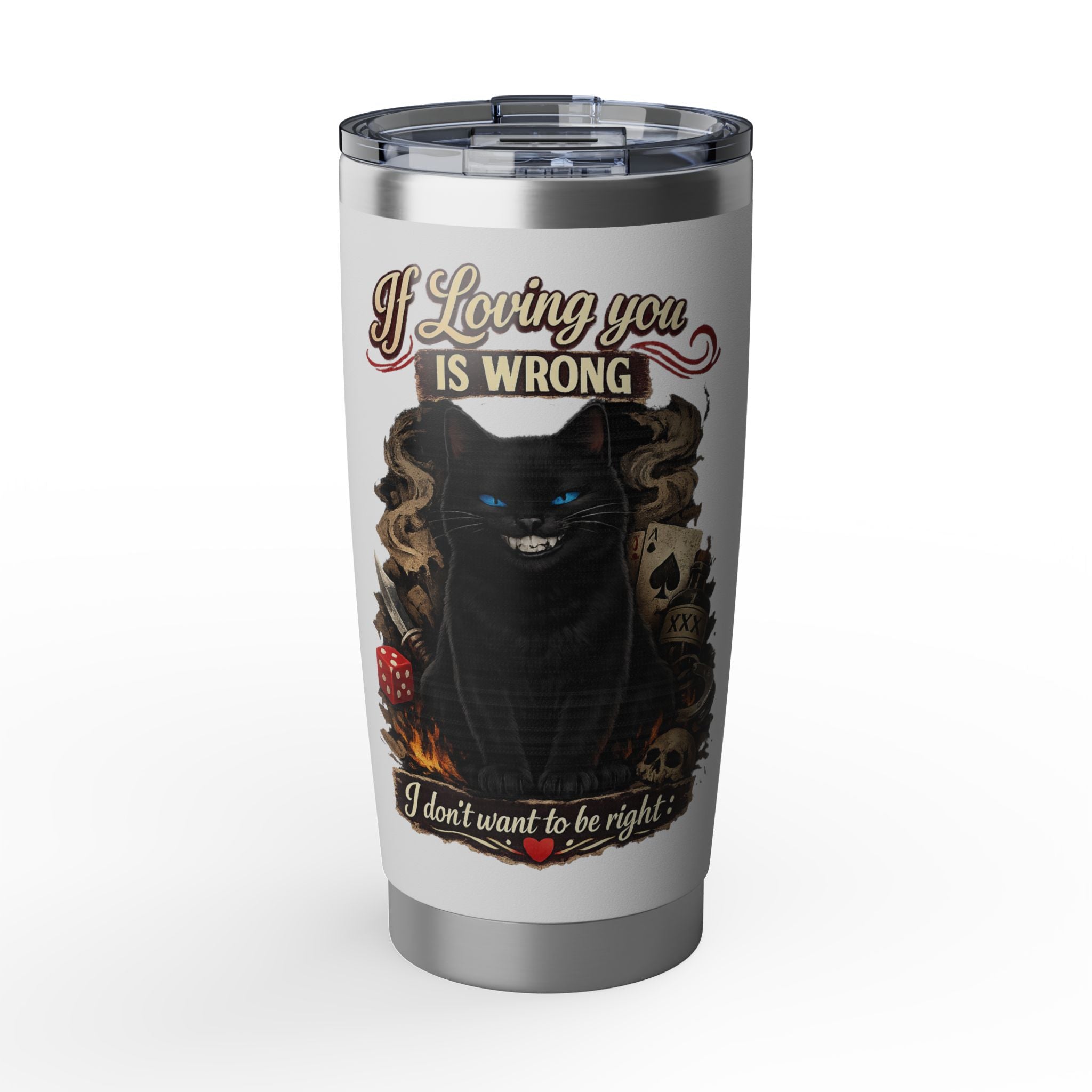Mischievous Black Cat Tumbler | If Loving You Is Wrong Quote