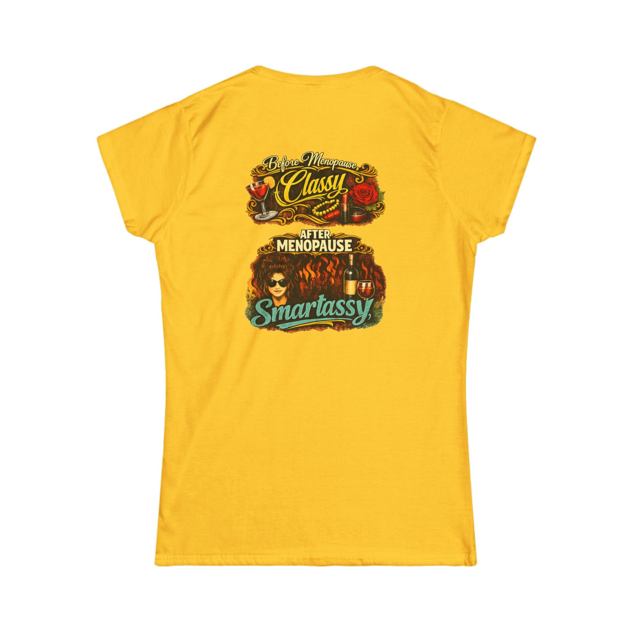 Classy Menopause Smartassy Tee - Back Image | Funny Menopause Shirt, Retro Design