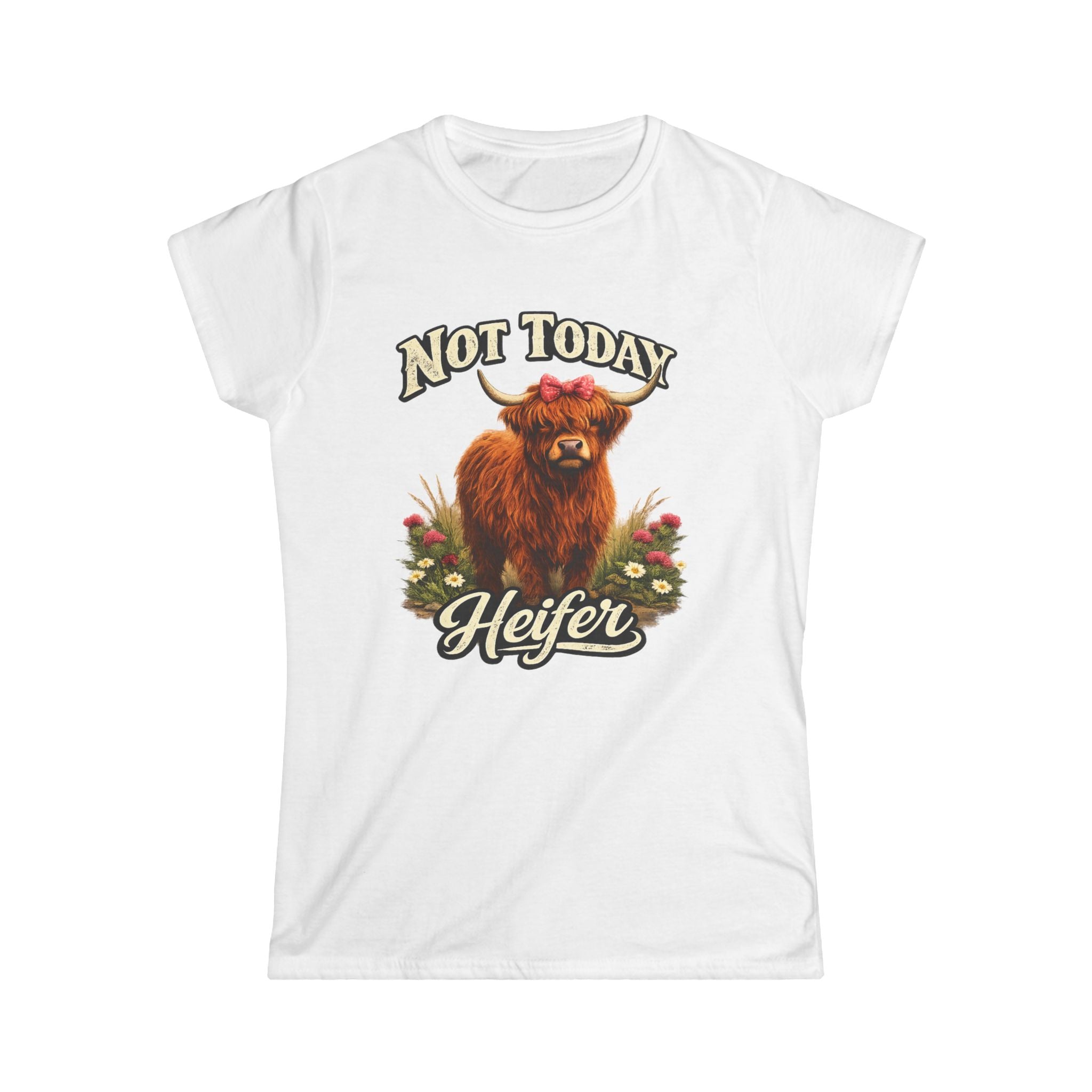 Not Today Heifer Highland Cow Tee | Funny Cow Illustration