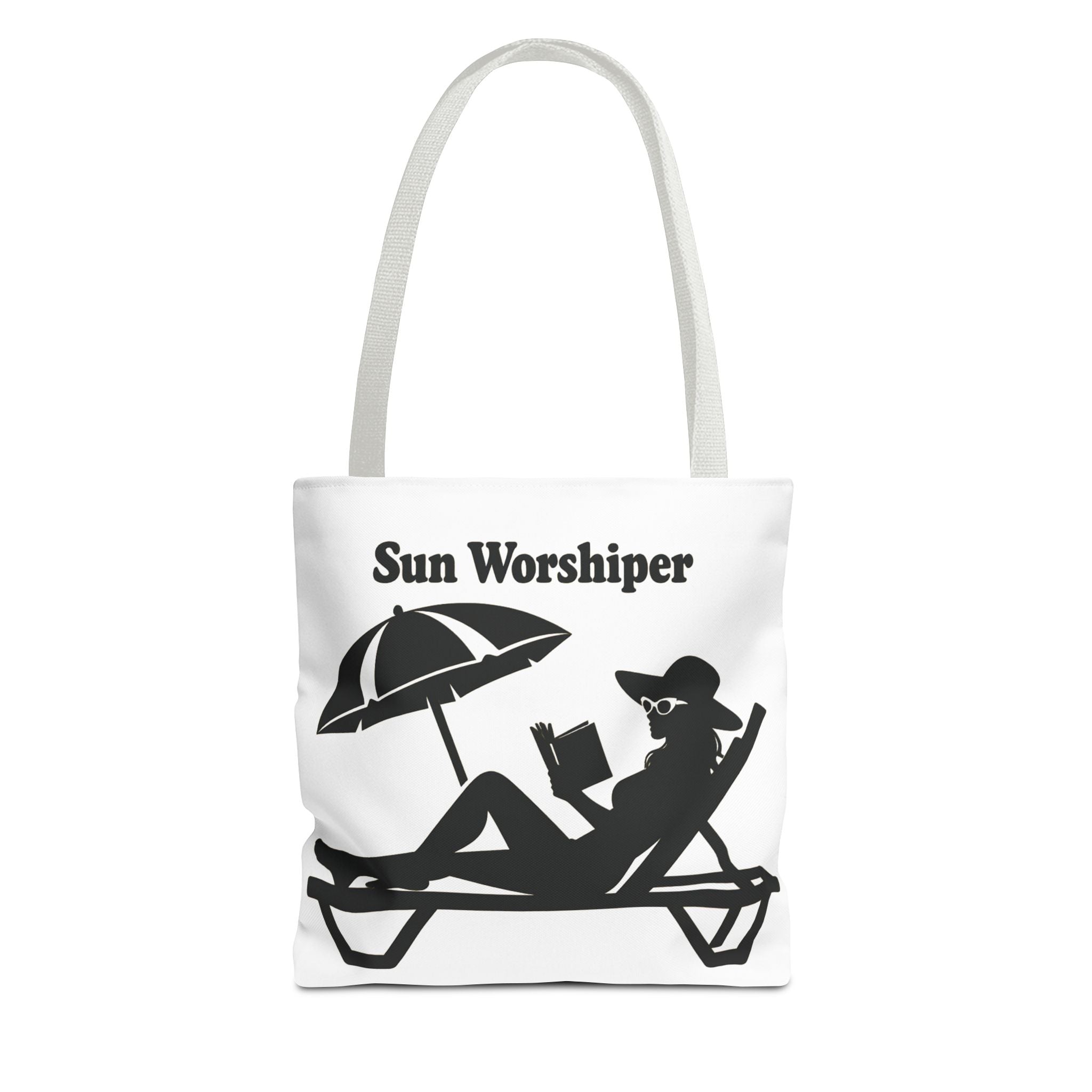 Sun Worshiper silhouette beach scene Tote Bag | summer reading bag