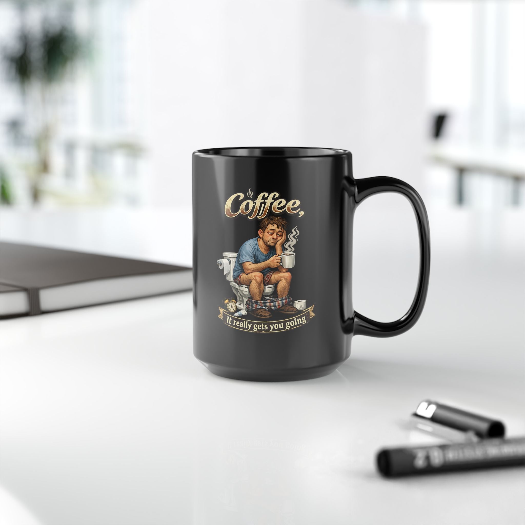 Coffee It Really Gets You Going Mug | Black Ceramic Coffee Mug