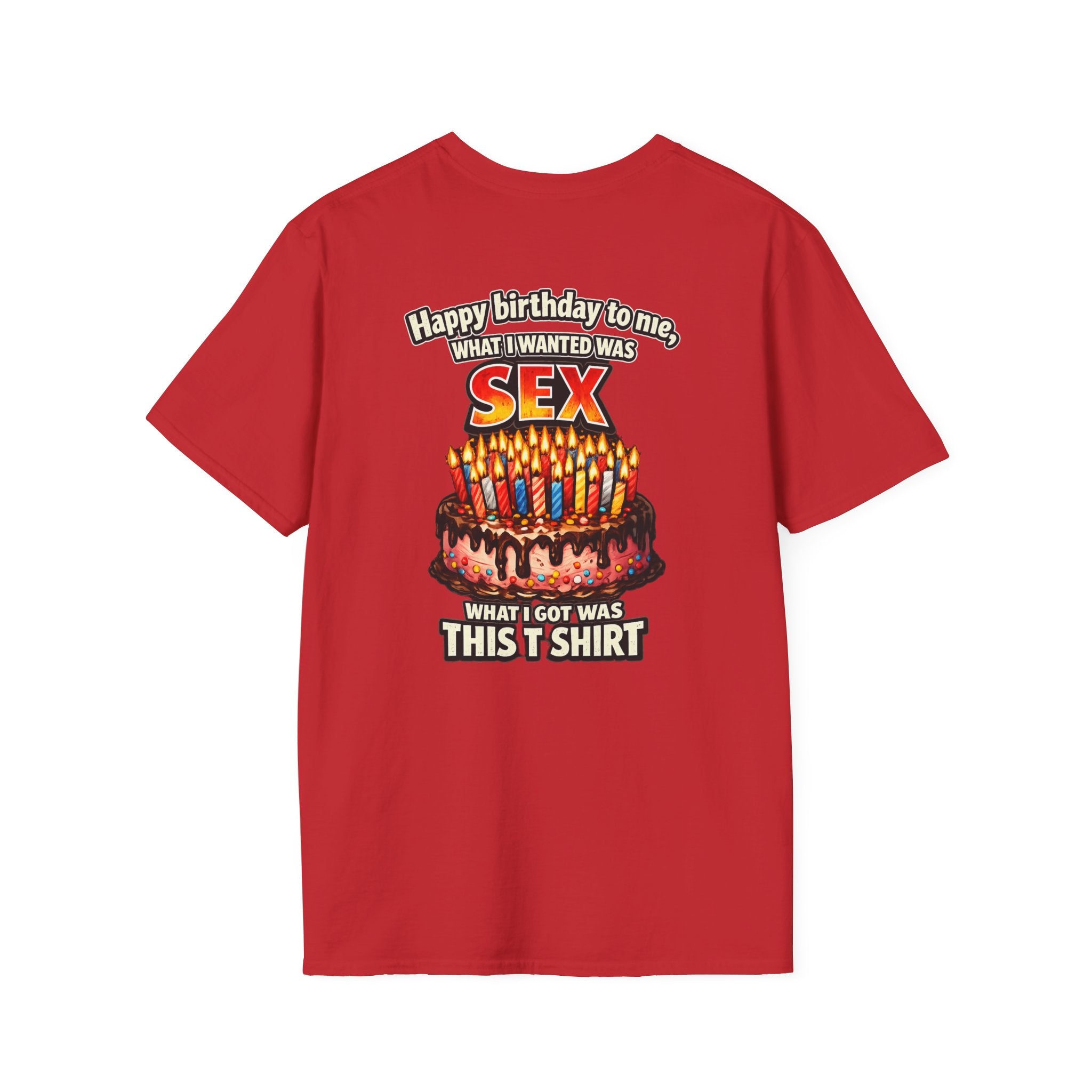 Funny 'Happy Birthday to Me' Cake Sex Graphic T-Shirt | Novelty Birthday Tee