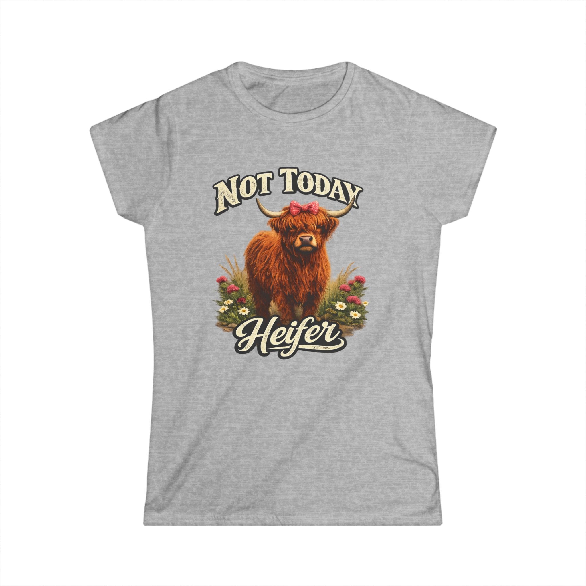 Not Today Heifer Highland Cow Tee | Funny Cow Illustration