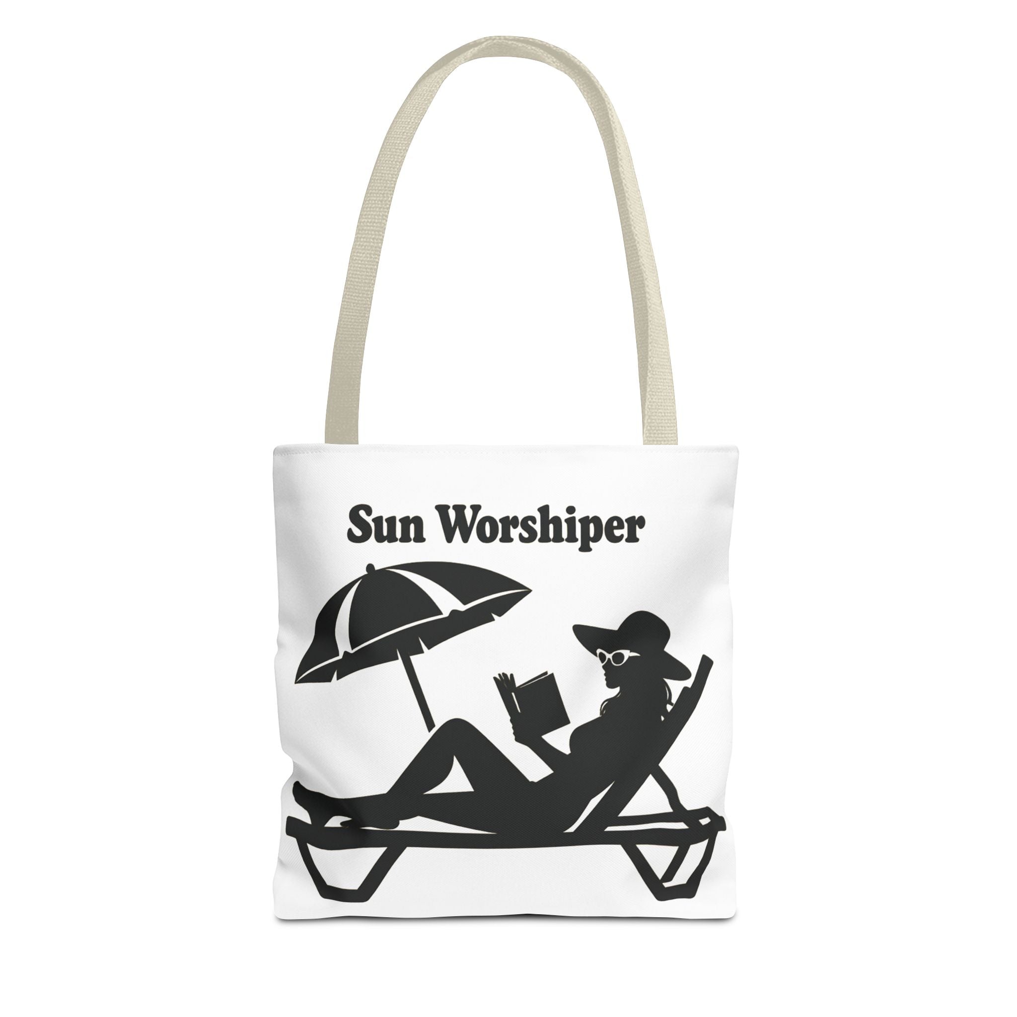 Sun Worshiper silhouette beach scene Tote Bag | summer reading bag