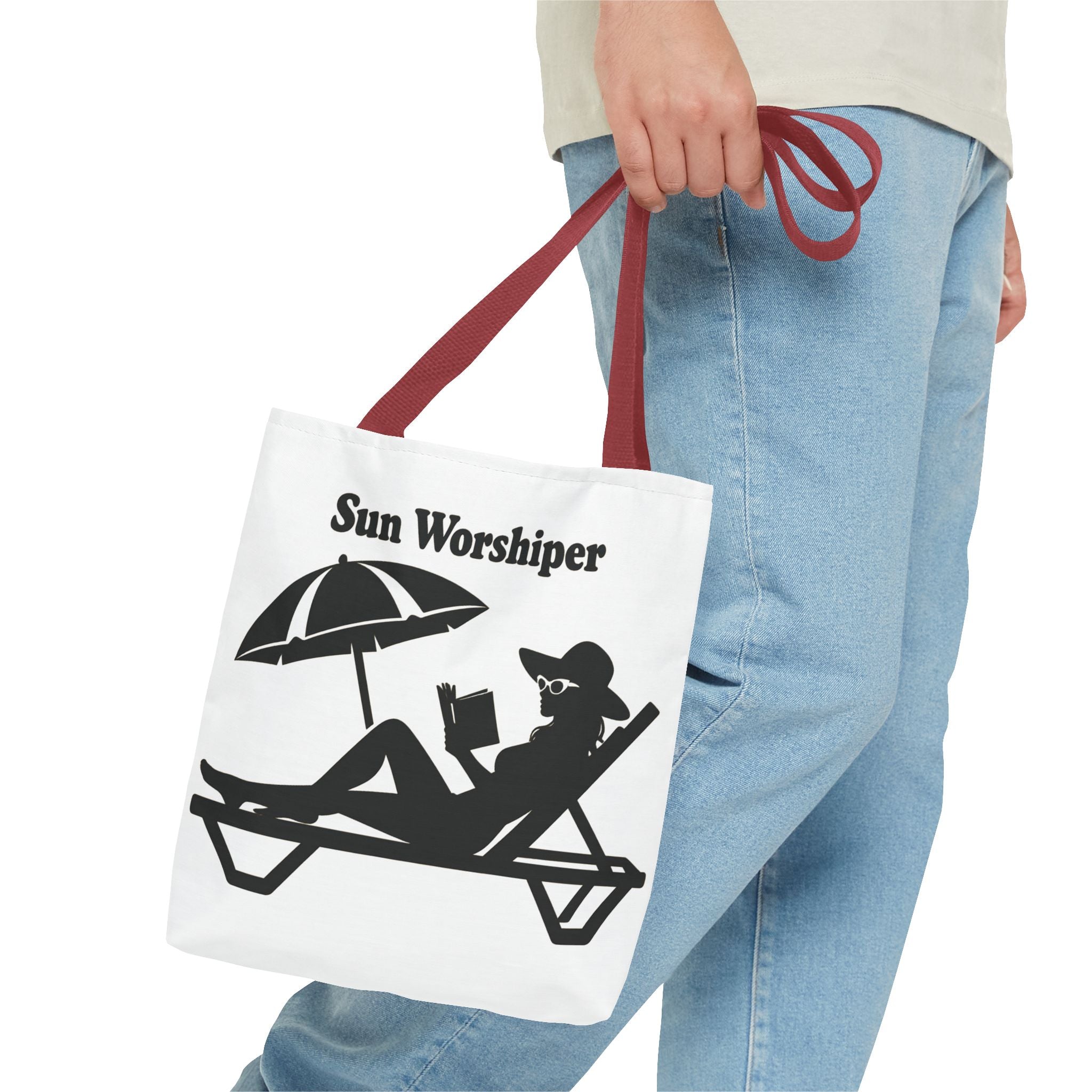 Sun Worshiper silhouette beach scene Tote Bag | summer reading bag