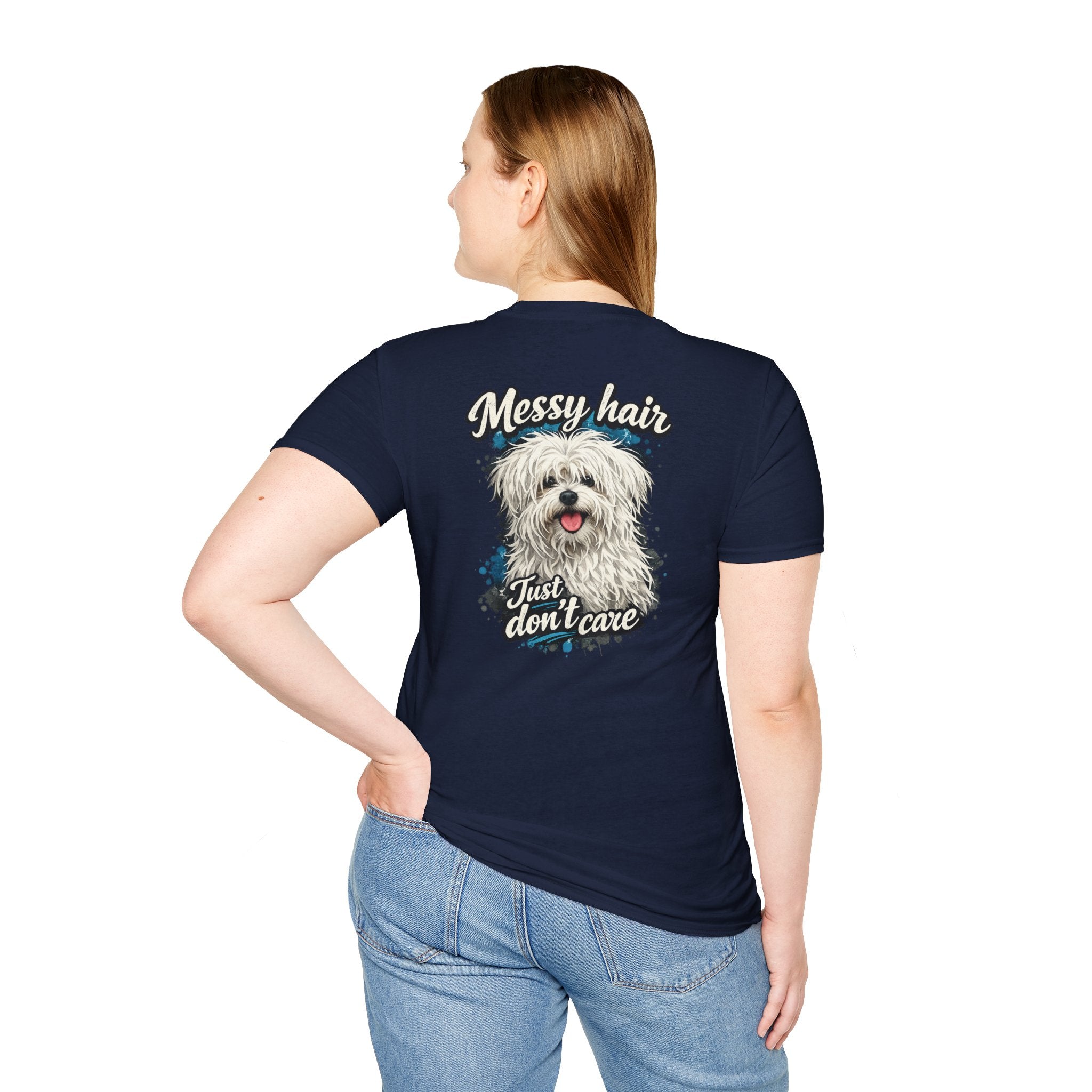 Maltese Messy Hair Just Dont Care Shaggy Dog T-Shirt | Cute Dog Graphic Tee