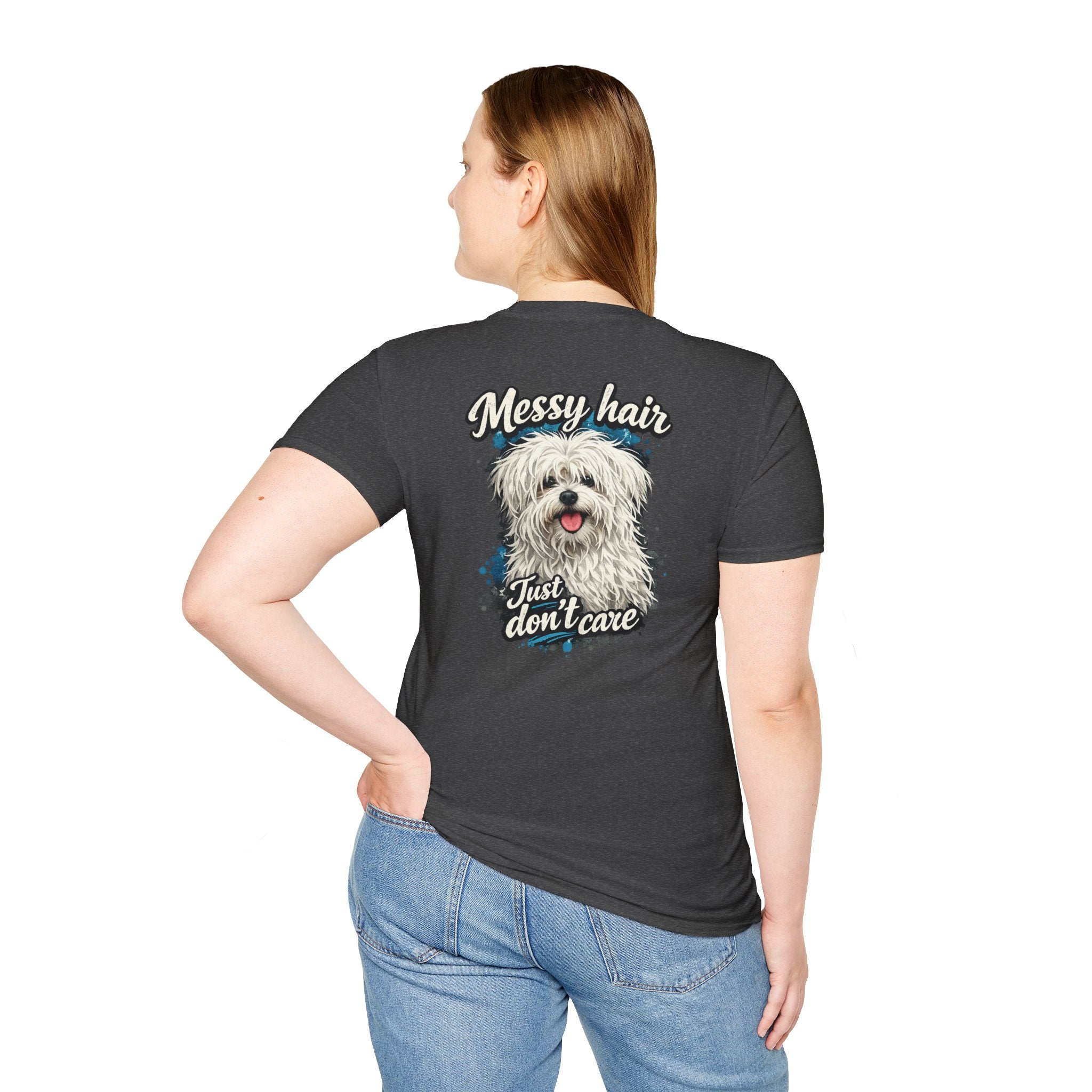 Maltese Messy Hair Just Dont Care Shaggy Dog T-Shirt | Cute Dog Graphic Tee