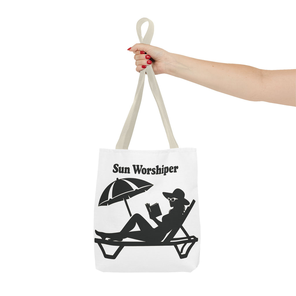 Sun Worshiper silhouette beach scene Tote Bag | summer reading bag