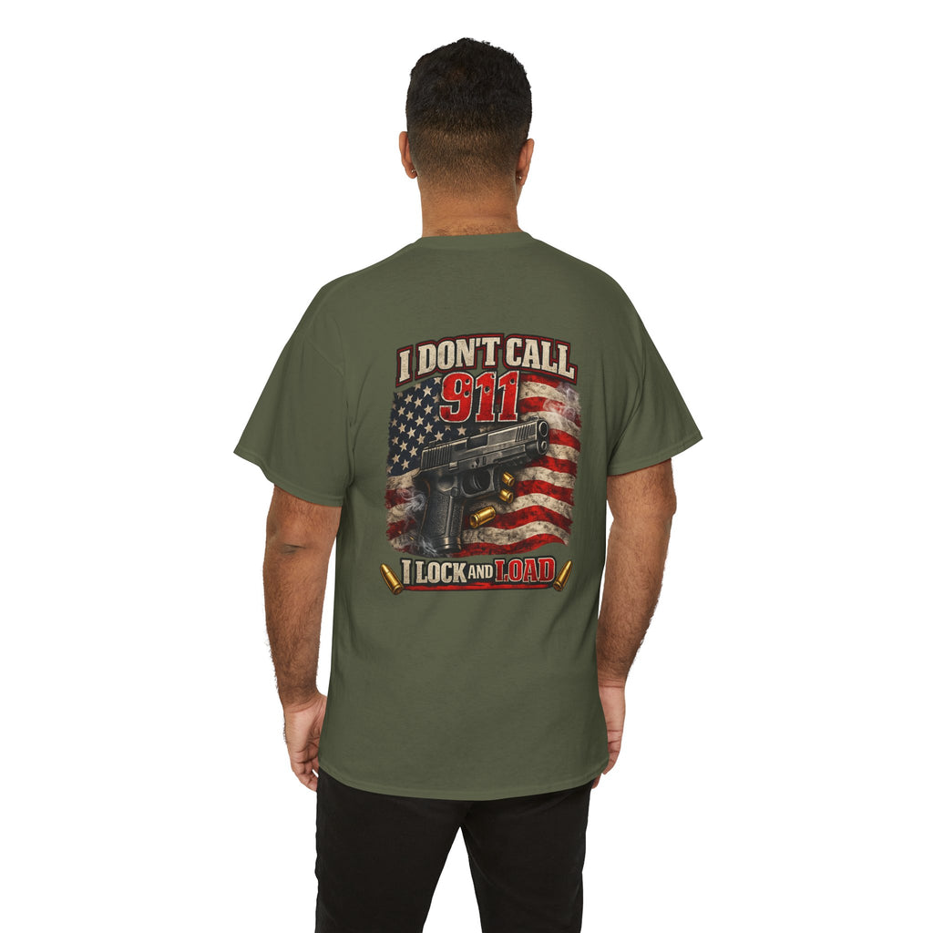 I Dont Call 911 Glock and Loaded T-Shirt American Flag