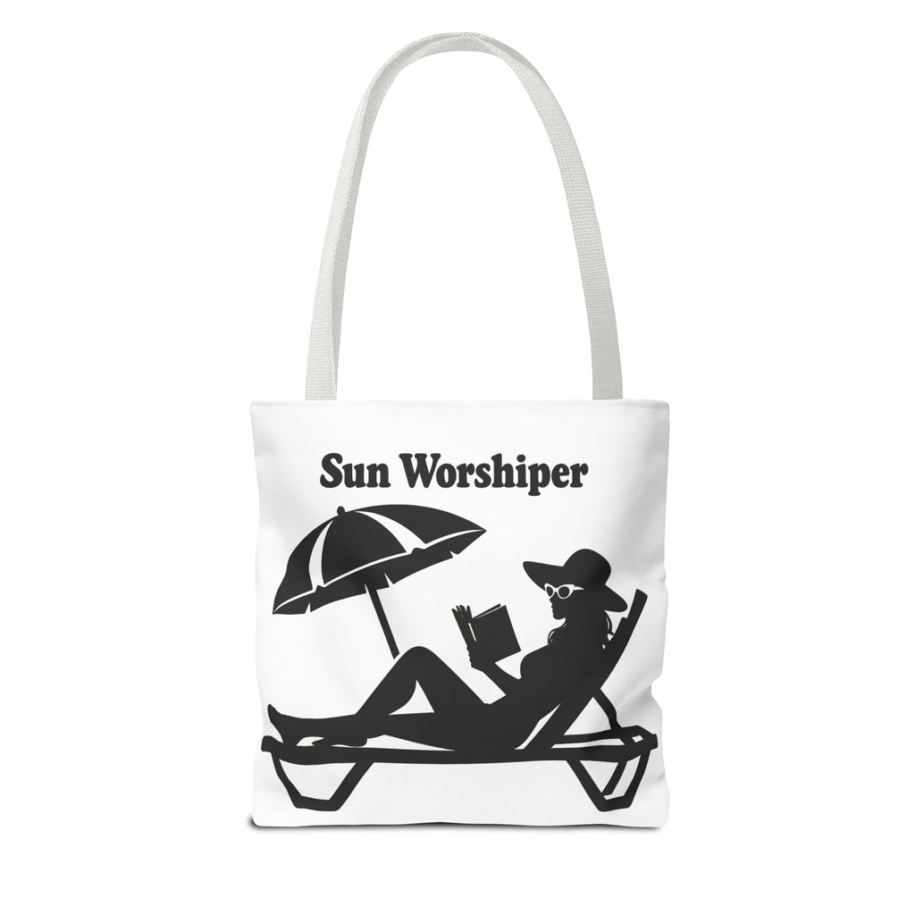 Sun Worshiper silhouette beach scene Tote Bag | summer reading bag
