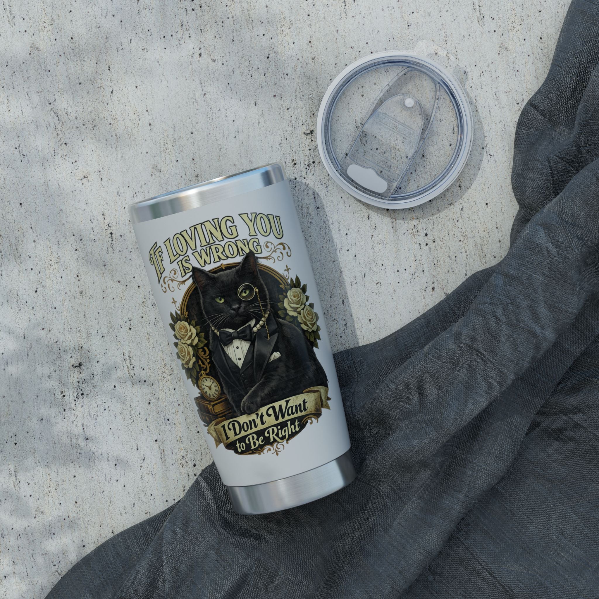 Elegant Black Cat Tumbler | If Loving You Is Wrong Quote