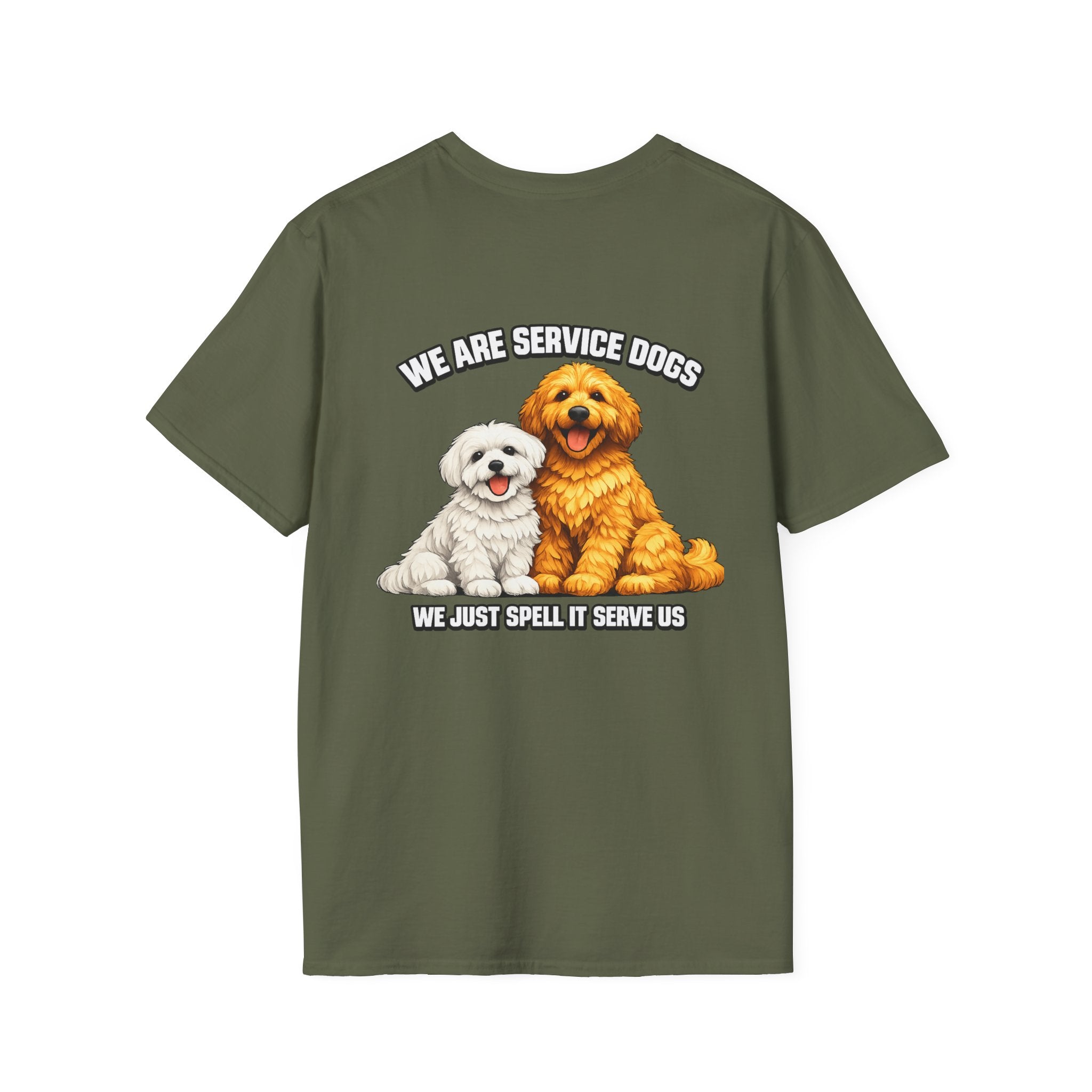 We Are Service Dogs we just spell it serve us T-Shirt | Service Dog Graphic Tee
