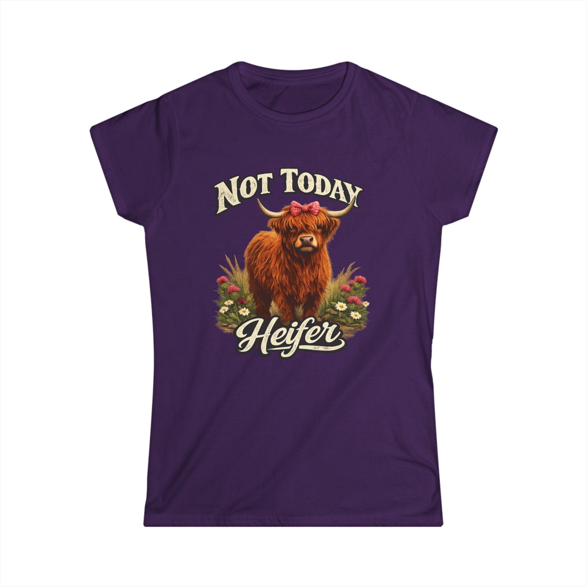 Not Today Heifer Highland Cow Tee | Funny Cow Illustration