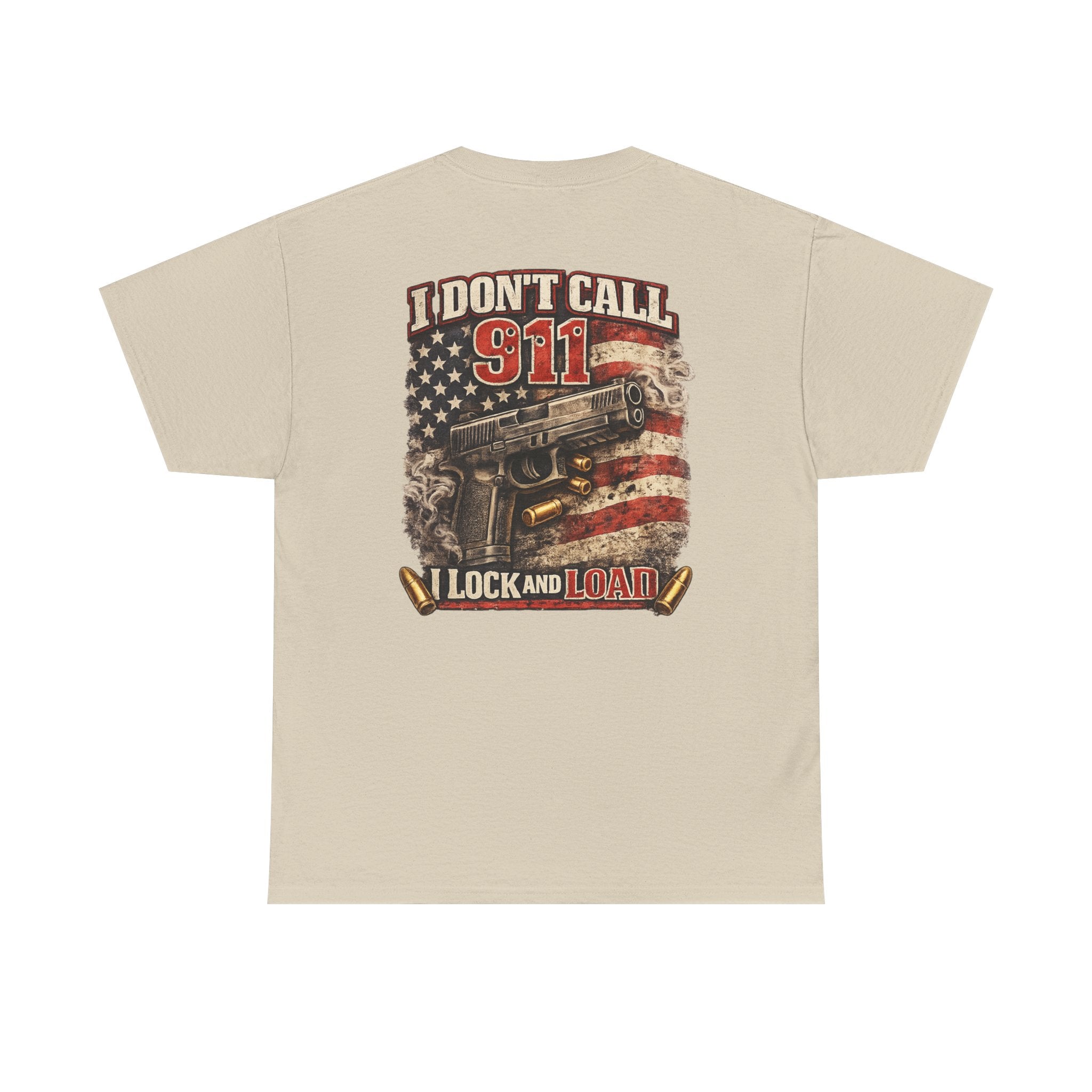 Vintage I Dont Call 911 Lock and Load Tee | American Flag, Rifle Graphic