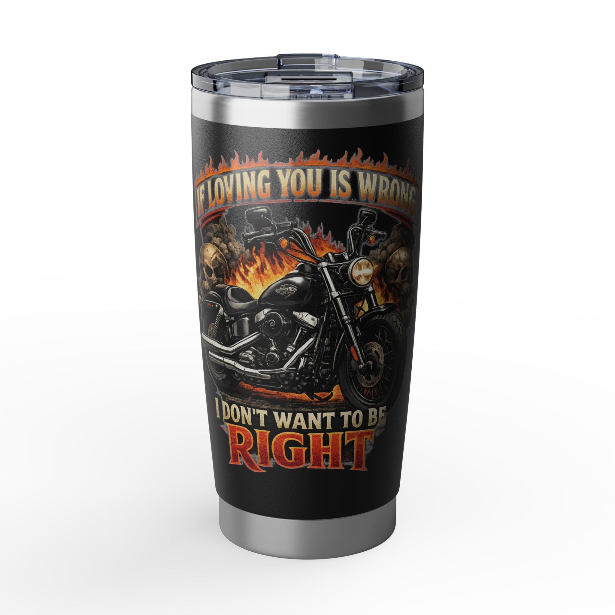 Motorcycle flaming Tumbler | 20oz stainless steel travel cup
