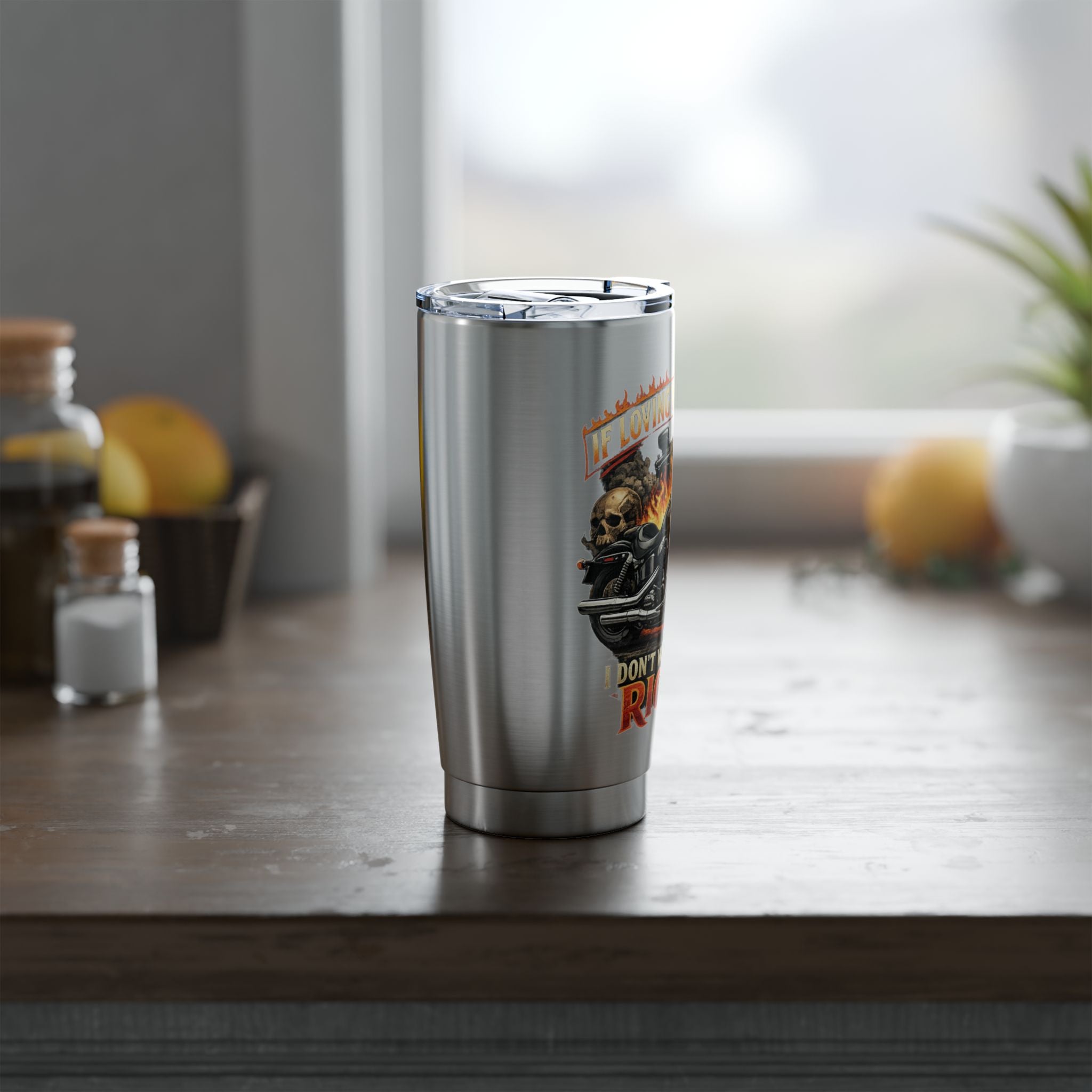 Motorcycle flaming Tumbler | 20oz stainless steel travel cup