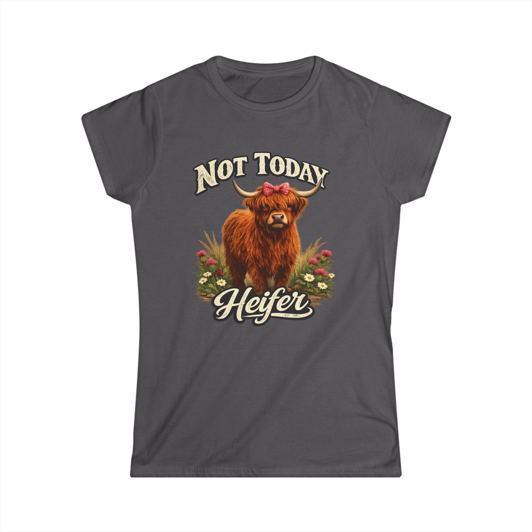 Not Today Heifer Highland Cow Tee | Funny Cow Illustration