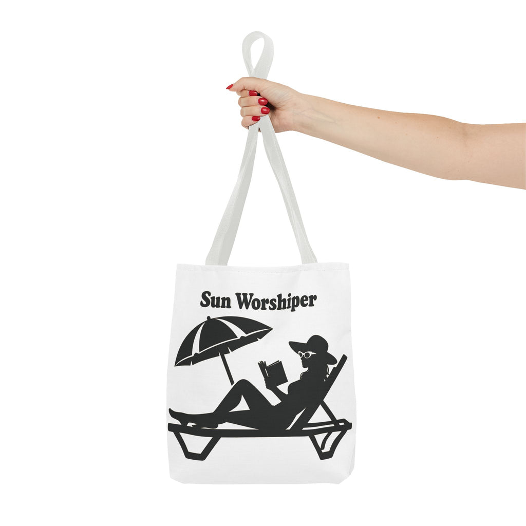 Sun Worshiper silhouette beach scene Tote Bag | summer reading bag