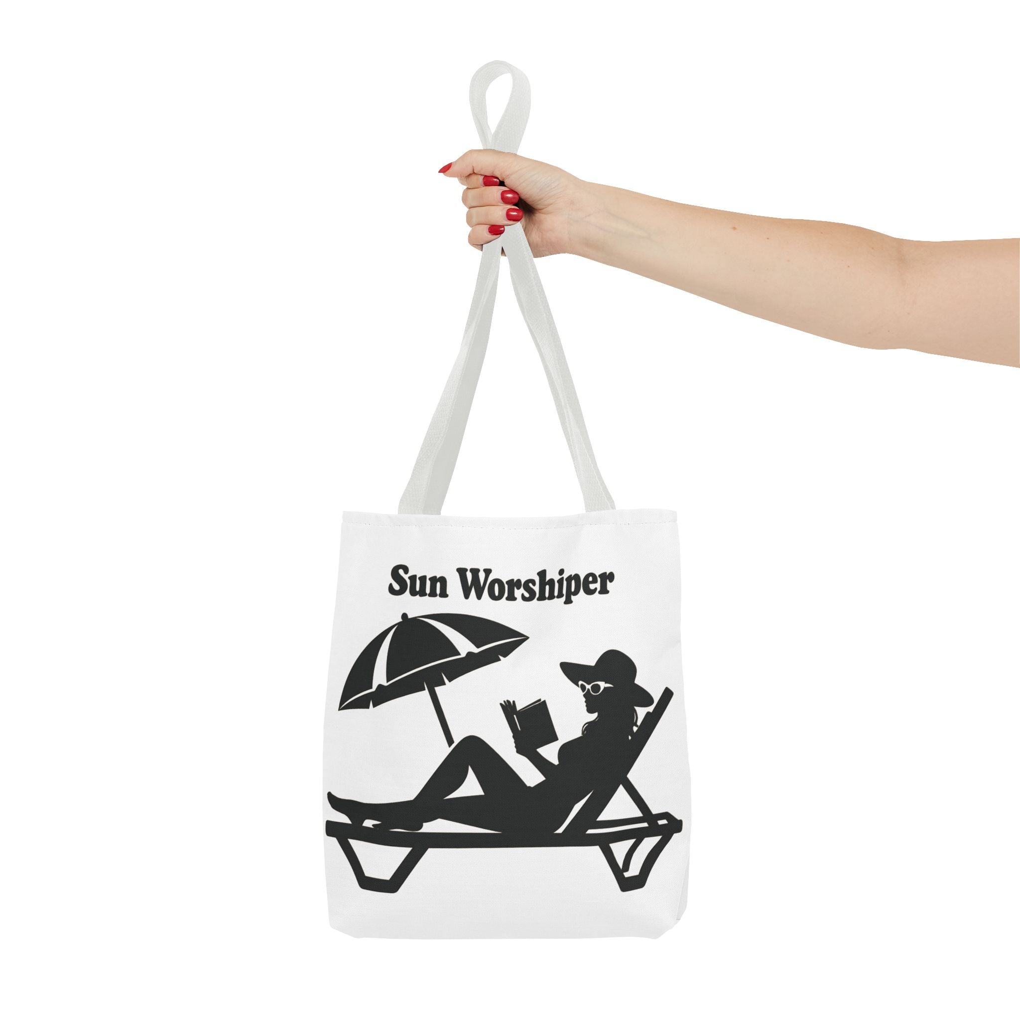 Sun Worshiper silhouette beach scene Tote Bag | summer reading bag