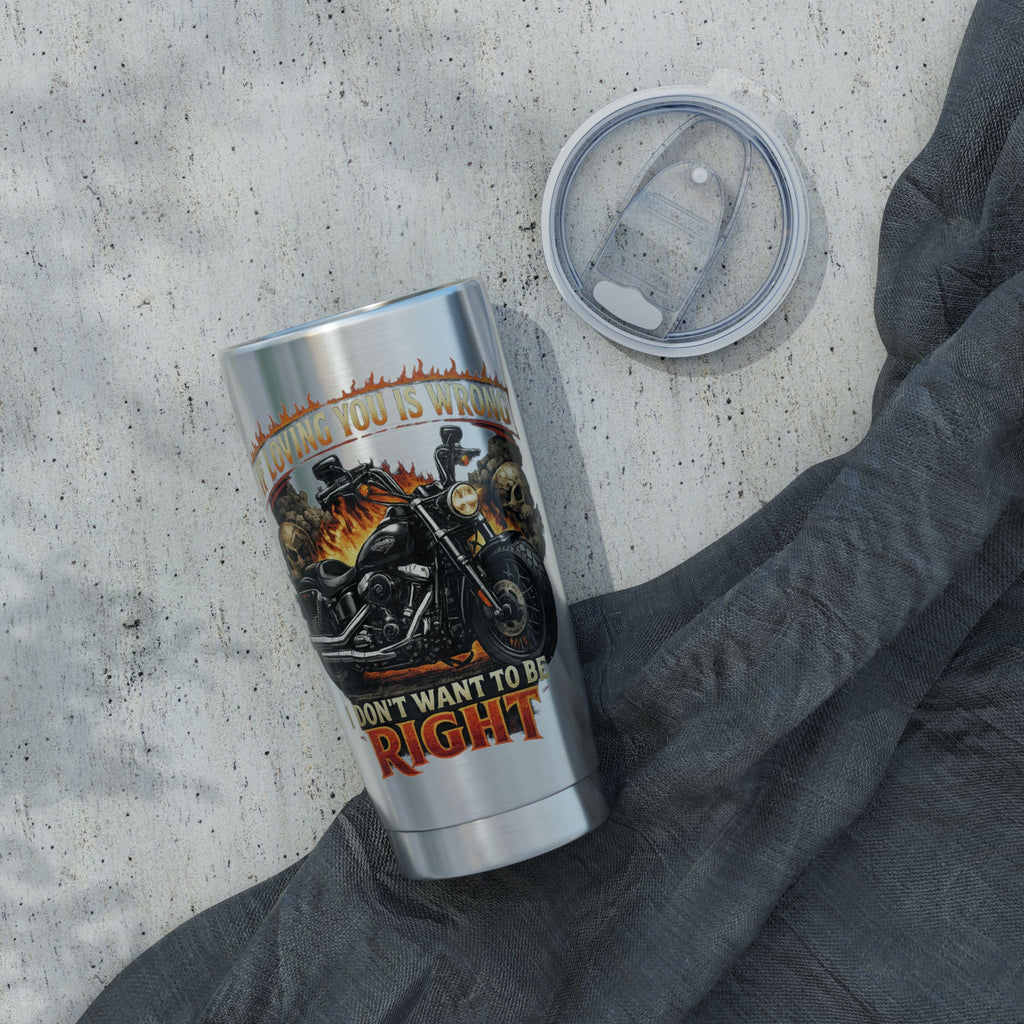 Motorcycle flaming Tumbler | 20oz stainless steel travel cup