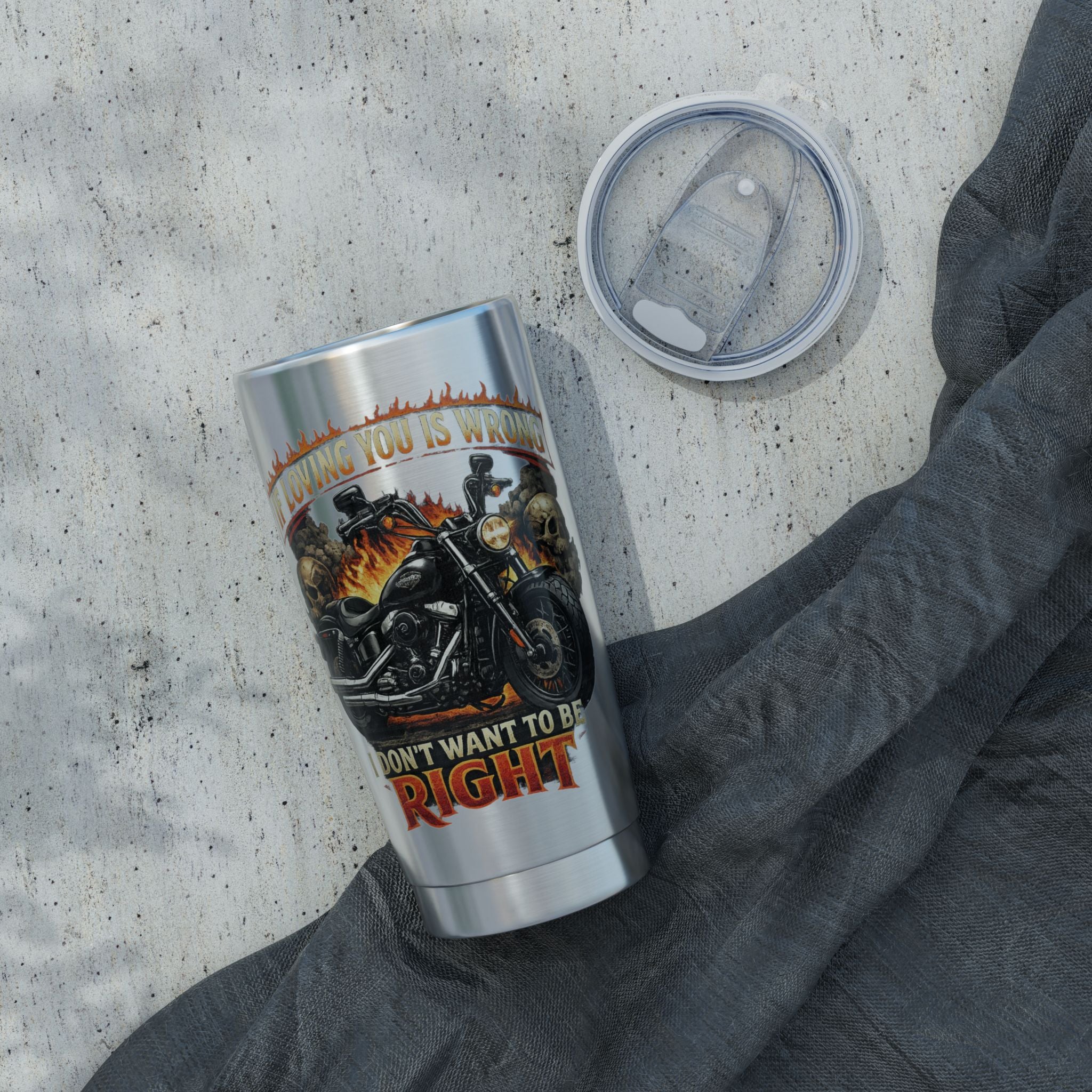 Motorcycle flaming Tumbler | 20oz stainless steel travel cup