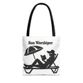 Sun Worshiper silhouette beach scene Tote Bag | summer reading bag