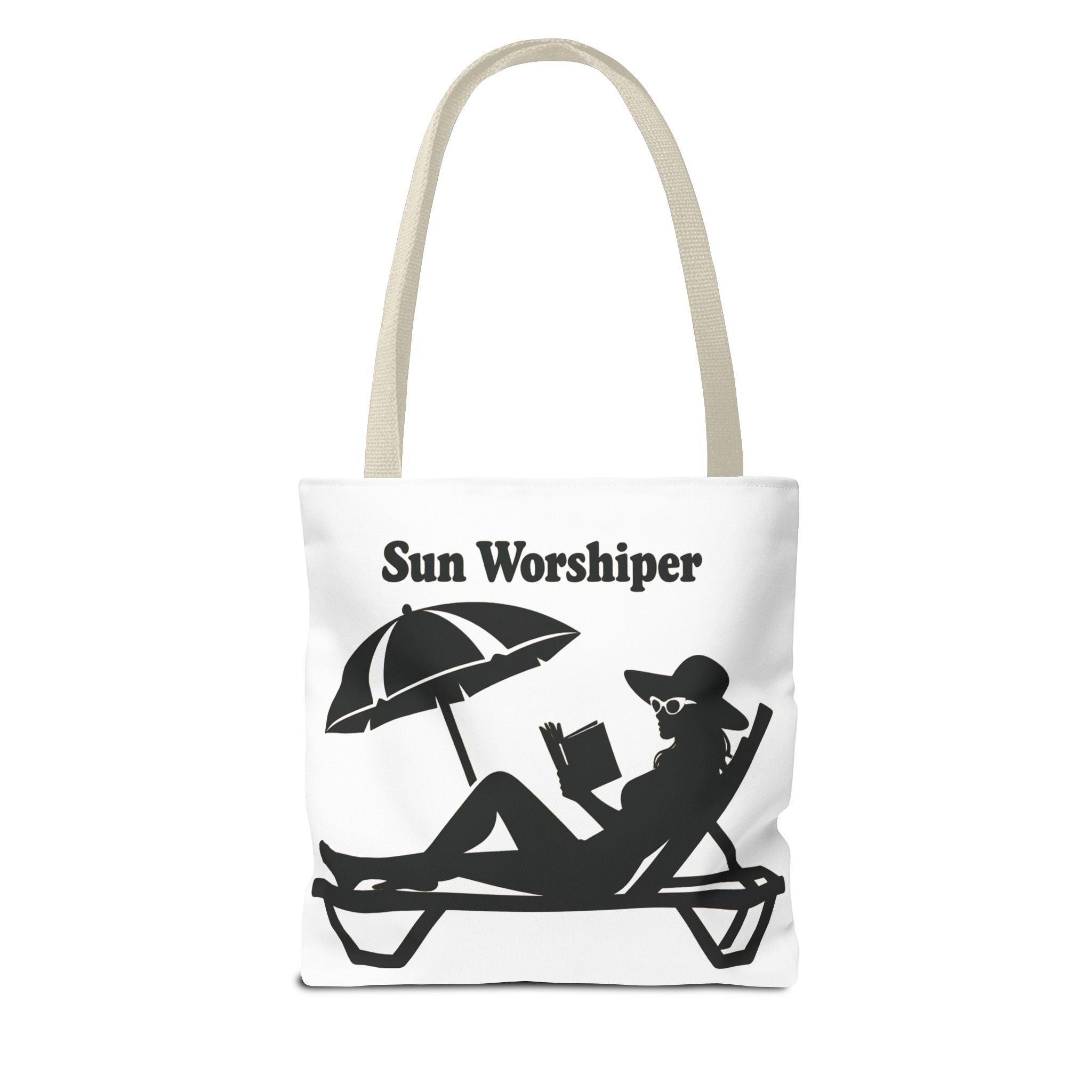 Sun Worshiper silhouette beach scene Tote Bag | summer reading bag