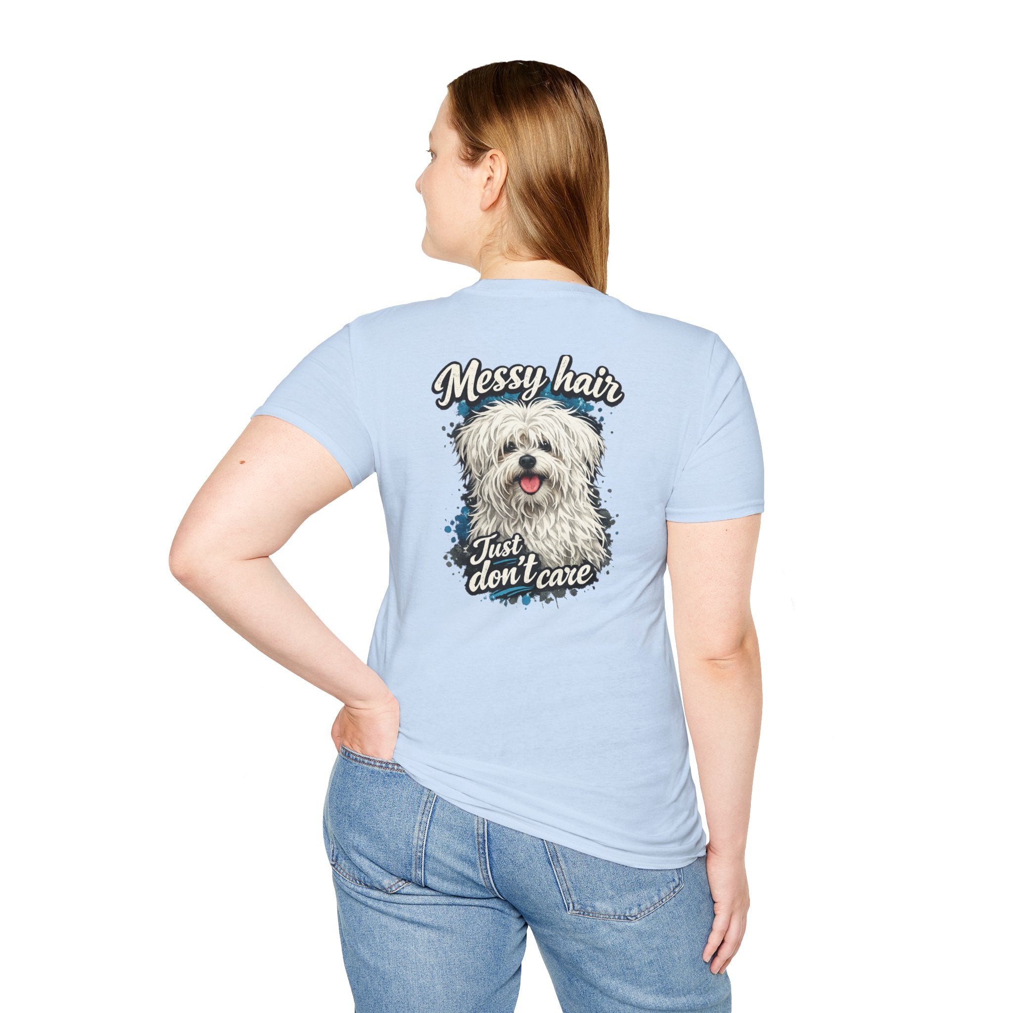 Maltese Messy Hair Just Dont Care Shaggy Dog T-Shirt | Cute Dog Graphic Tee