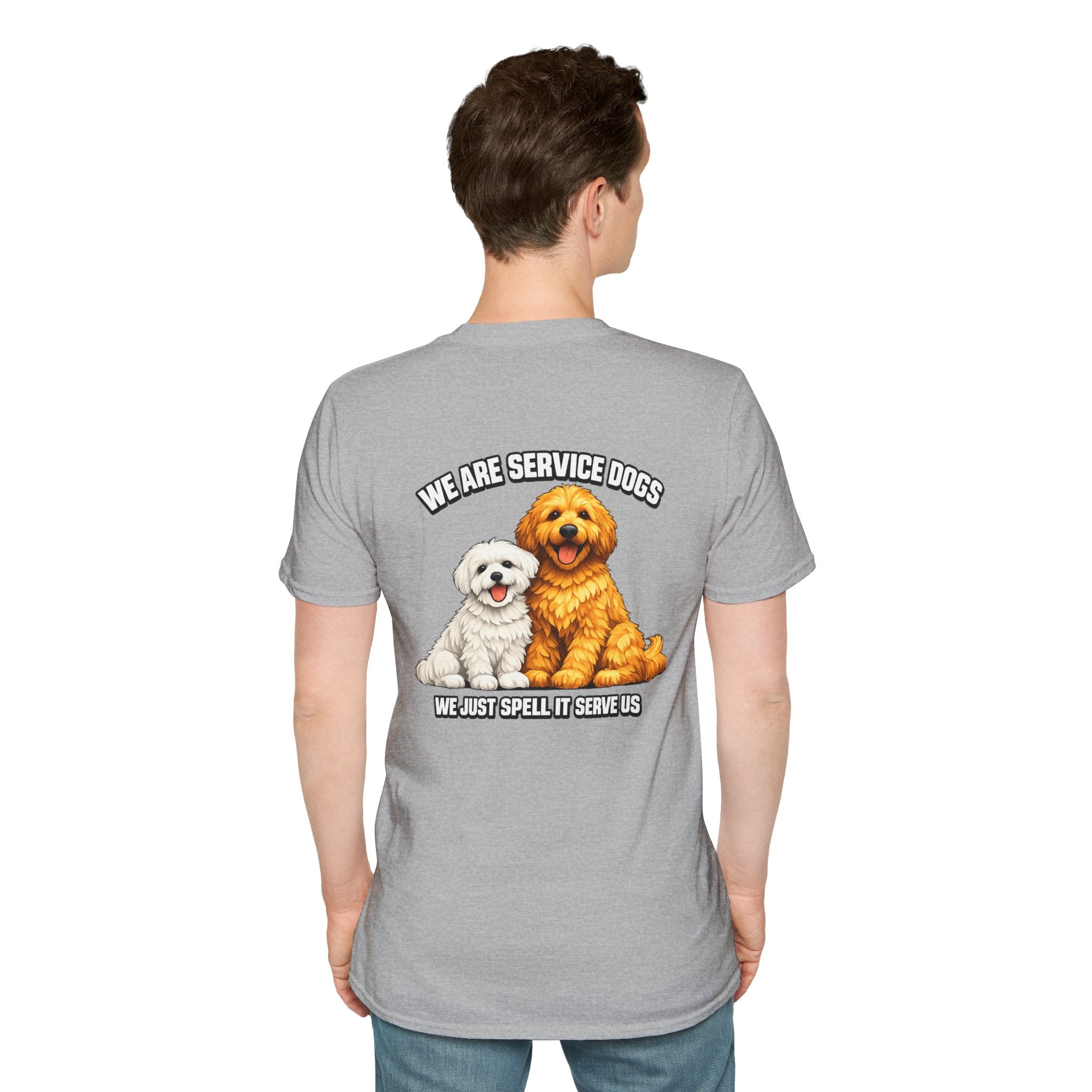 We Are Service Dogs we just spell it serve us T-Shirt | Service Dog Graphic Tee