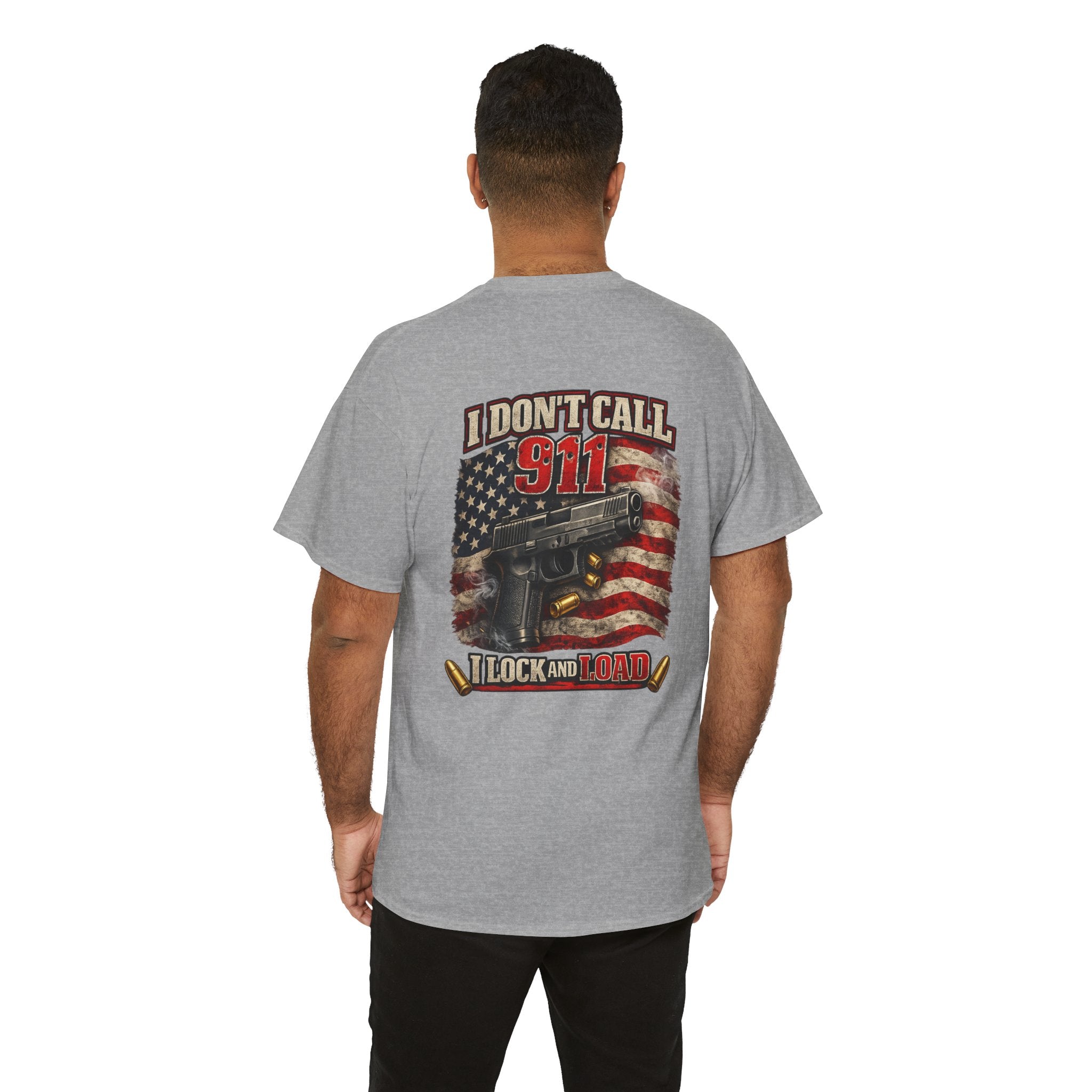 I Dont Call 911 Glock and Loaded T-Shirt American Flag