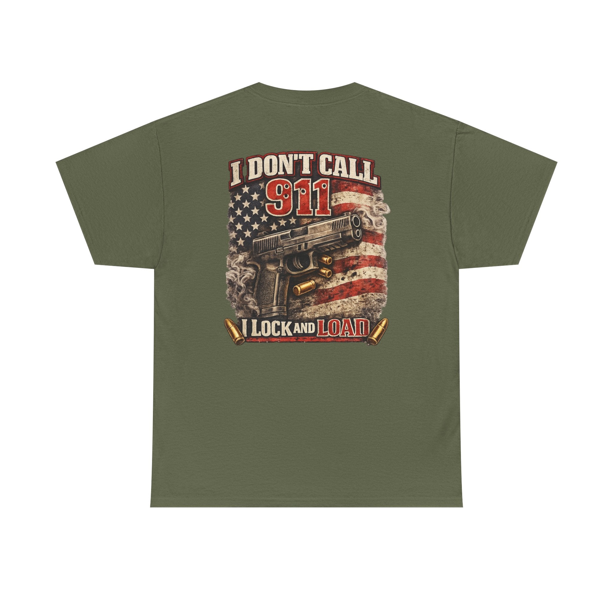 Vintage I Dont Call 911 Lock and Load Tee | American Flag, Rifle Graphic