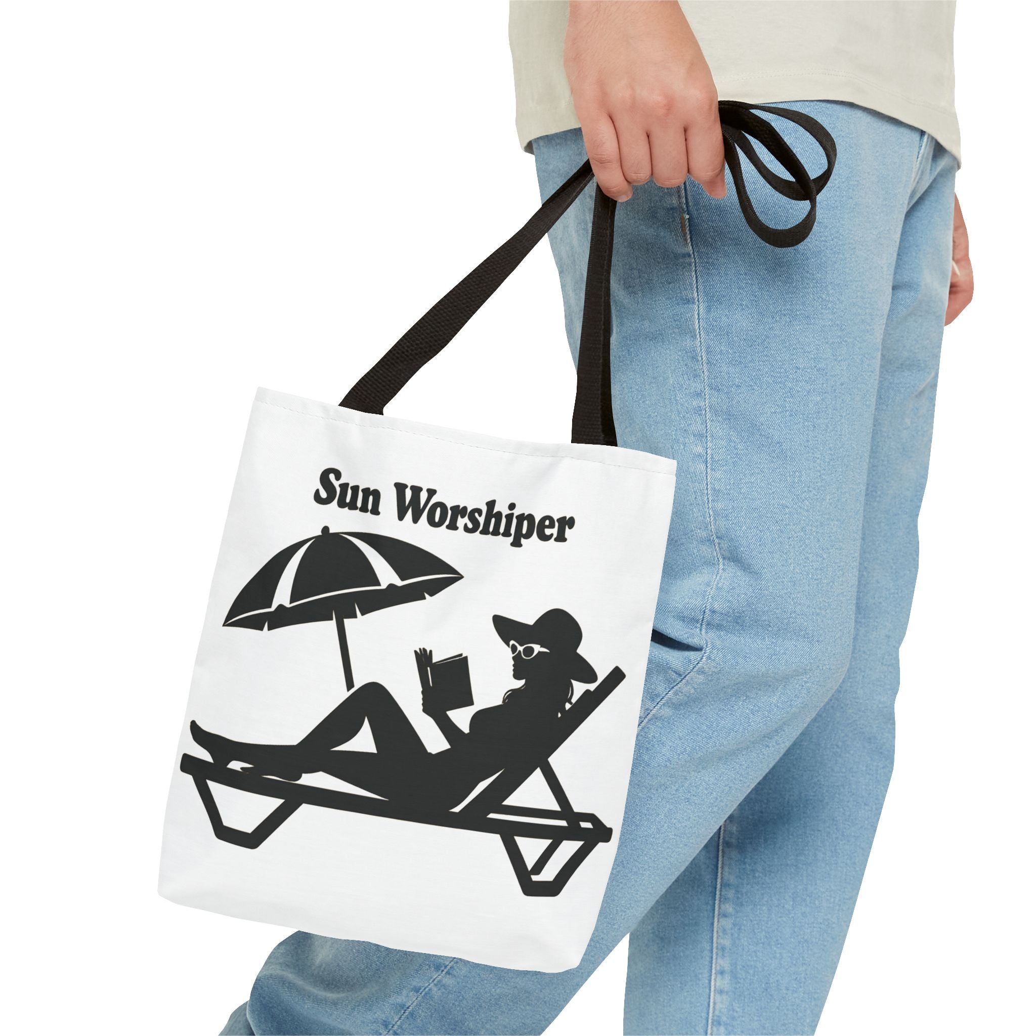Sun Worshiper silhouette beach scene Tote Bag | summer reading bag