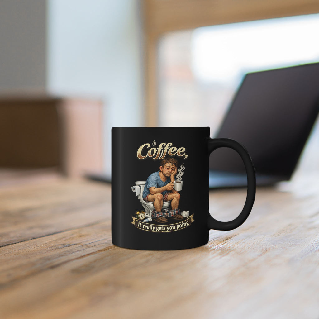 Coffee It Really Gets You Going Mug | Black Ceramic Coffee Mug