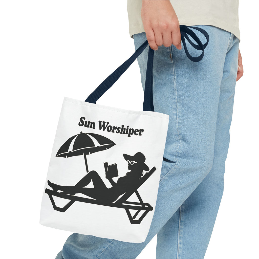 Sun Worshiper silhouette beach scene Tote Bag | summer reading bag