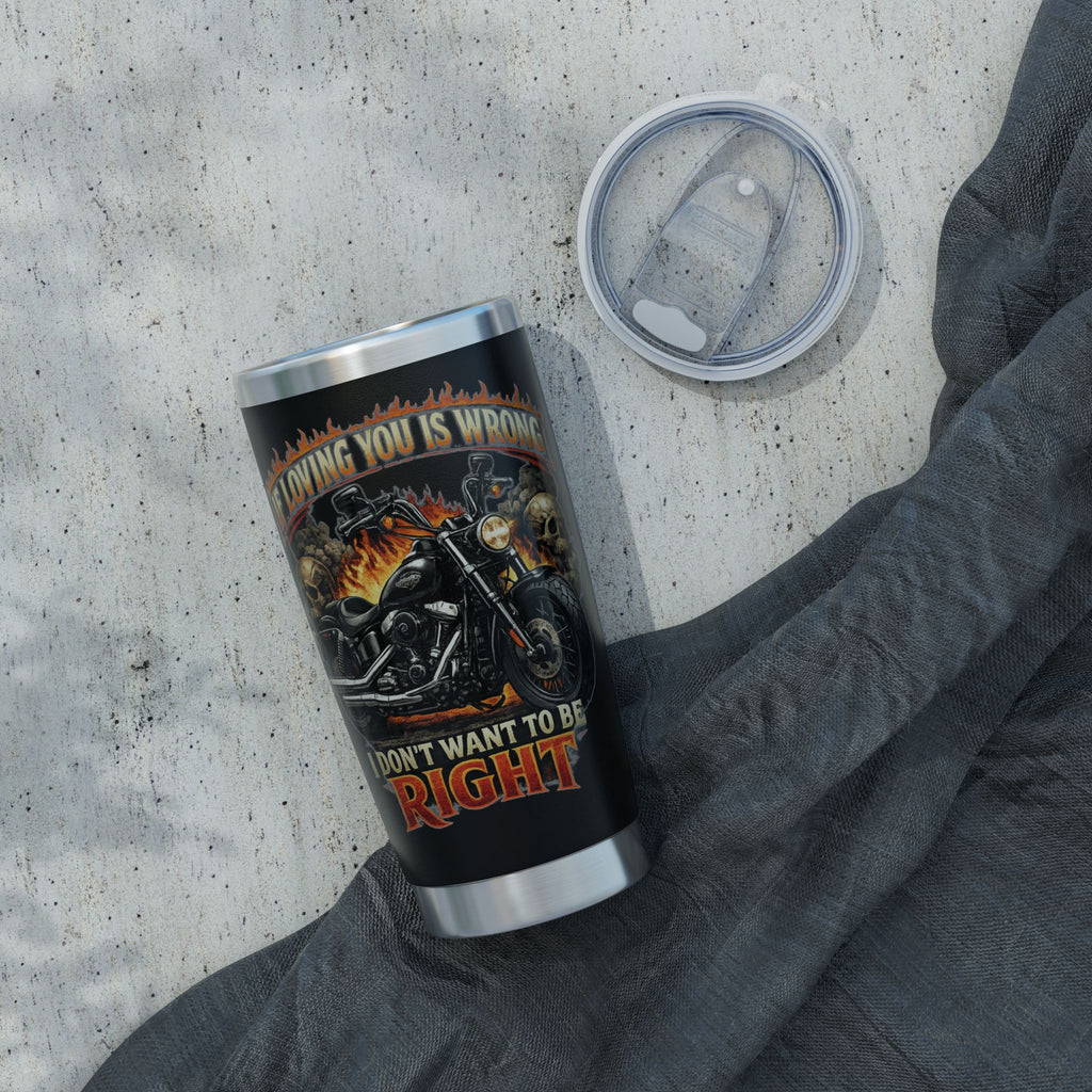 Motorcycle flaming Tumbler | 20oz stainless steel travel cup