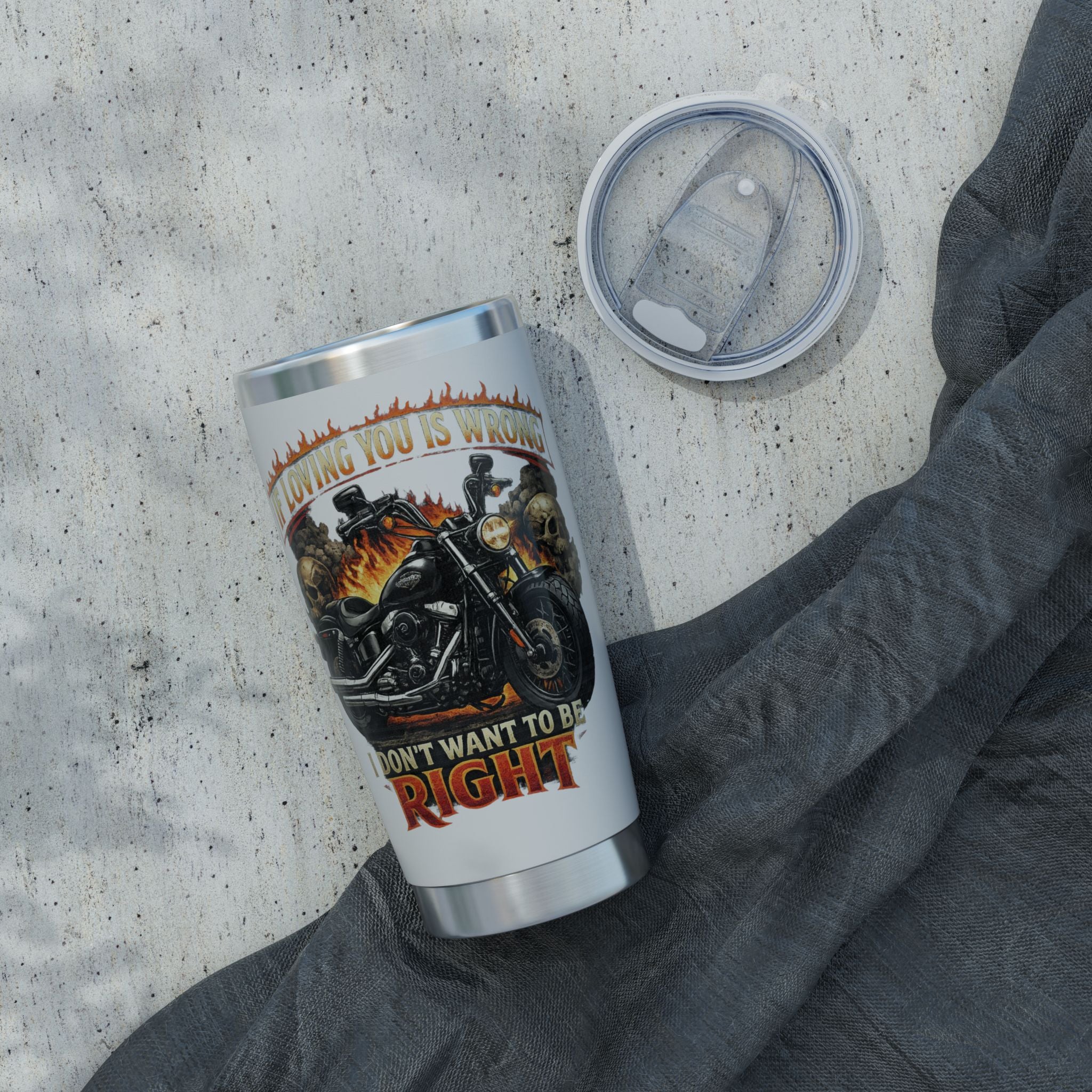 Motorcycle flaming Tumbler | 20oz stainless steel travel cup