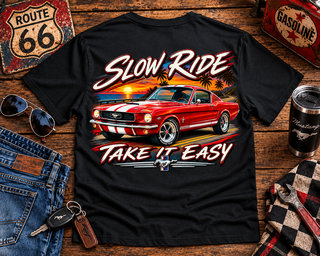 Slow Ride Red Mustang